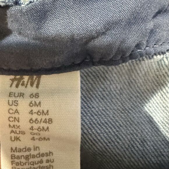 H & M Baby Girl 6 Months Acid Wash Denim Overall Dress Jumper Pockets HM Grunge - Picture 12 of 13